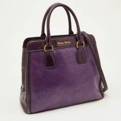 Miu Miu Two Tone Purple Leather Middle Zip Tote