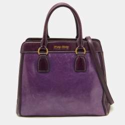 Miu Miu Two Tone Purple Leather Middle Zip Tote