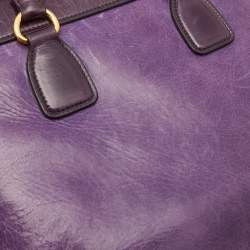 Miu Miu Two Tone Purple Leather Middle Zip Tote