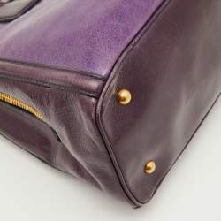 Miu Miu Two Tone Purple Leather Middle Zip Tote