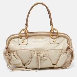 Miu Miu Beige Leather Frame Satchel 