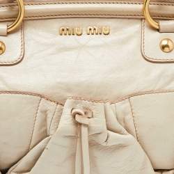 Miu Miu Beige Leather Frame Satchel 