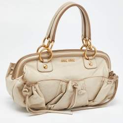 Miu Miu Beige Leather Frame Satchel 