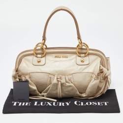 Miu Miu Beige Leather Frame Satchel 