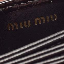 Miu Miu Black Croc Embossed Patent Leather Crystal Embellished Flap Card Case