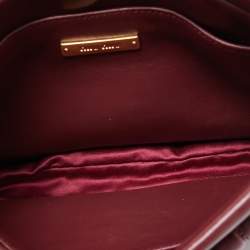 Miu Miu Burgundy Matelassé Leather Frame Chain Clutch
