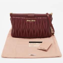 Miu Miu Burgundy Matelassé Leather Frame Chain Clutch