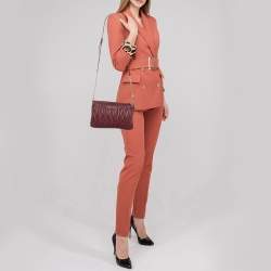 Miu Miu Burgundy Matelassé Leather Frame Chain Clutch