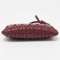 Miu Miu Burgundy Matelassé Leather Frame Chain Clutch