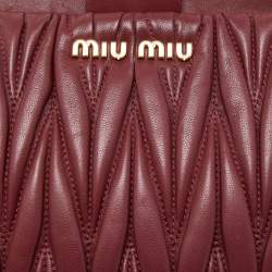 Miu Miu Burgundy Matelassé Leather Frame Chain Clutch