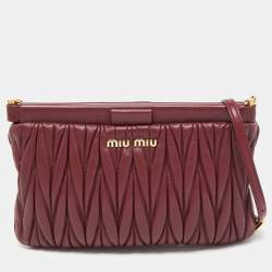 Miu Miu Burgundy Matelassé Leather Frame Chain Clutch