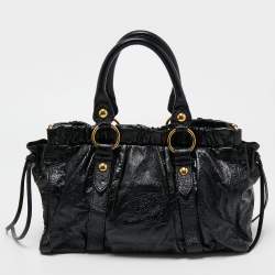 Miu Miu Black Patent Leather Gaufre Tote