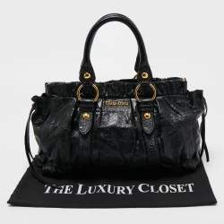 Miu Miu Black Patent Leather Gaufre Tote