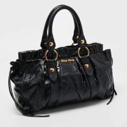 Miu Miu Black Patent Leather Gaufre Tote