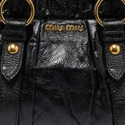 Miu Miu Black Patent Leather Gaufre Tote