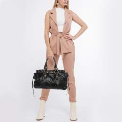 Miu Miu Black Patent Leather Gaufre Tote