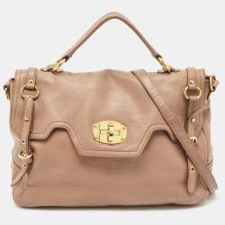 Miu Miu Beige Leather Paloma Top Handle Bag