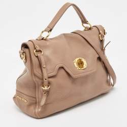 Miu Miu Beige Leather Paloma Top Handle Bag