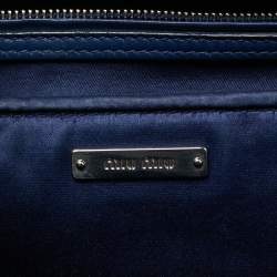 Miu Miu Two Tone Blue/Grey Leather Gathered Shopper Tote