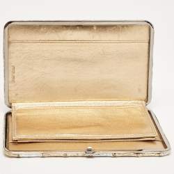 Miu Miu Silver/Gold Snakeskin Embossed Leather Frame Clutch 