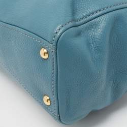 Miu Miu Blue Pebbled Leather Double Zip Convertible Tote