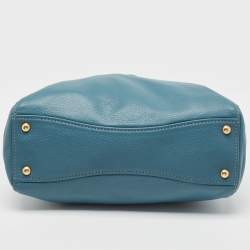 Miu Miu Blue Pebbled Leather Double Zip Convertible Tote