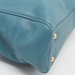 Miu Miu Blue Pebbled Leather Double Zip Convertible Tote