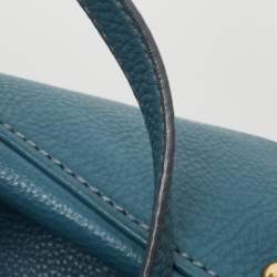 Miu Miu Blue Pebbled Leather Double Zip Convertible Tote