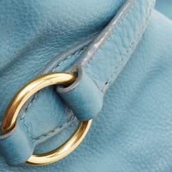 Miu Miu Blue Pebbled Leather Double Zip Convertible Tote