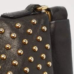 Pre Owned Miu Miu Black Leather Studded Frame Crossbody Bag
