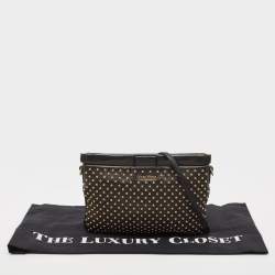 Pre Owned Miu Miu Black Leather Studded Frame Crossbody Bag