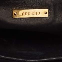 Pre Owned Miu Miu Black Leather Studded Frame Crossbody Bag