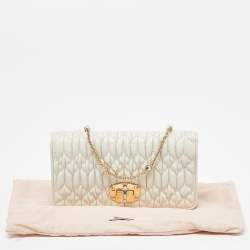 Miu Miu Off White Matelasse Leather Wallet on Chain