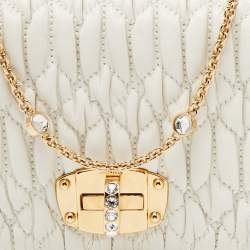 Miu Miu Off White Matelasse Leather Wallet on Chain