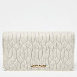 Miu Miu Off White Matelasse Leather Wallet on Chain