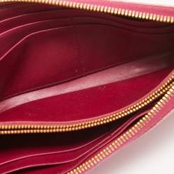 Miu Miu Pink Croc Effect Patent Leather Continental Zip Wallet