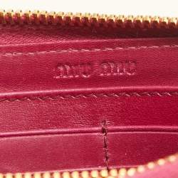 Miu Miu Pink Croc Effect Patent Leather Continental Zip Wallet