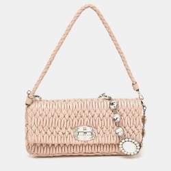 Miu Miu Old Rose Matelassé Nappa Leather Crystal Clutch Bag