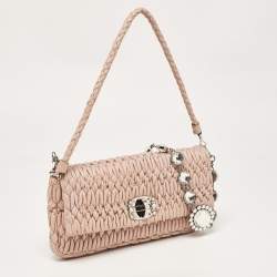 Miu Miu Old Rose Matelassé Nappa Leather Crystal Clutch Bag
