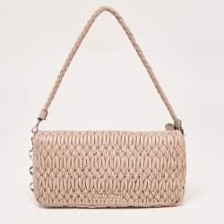 Miu Miu Old Rose Matelassé Nappa Leather Crystal Clutch Bag