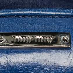 Miu Miu Blue Leather Vitello Tote 