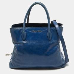Miu Miu Blue Leather Vitello Tote 