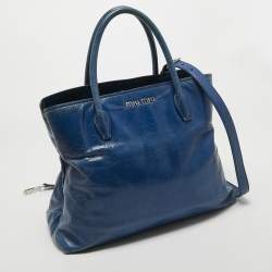 Miu Miu Blue Leather Vitello Tote 