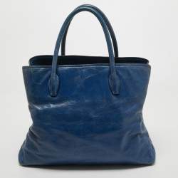 Miu Miu Blue Leather Vitello Tote 