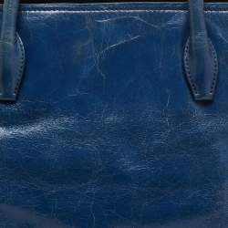 Miu Miu Blue Leather Vitello Tote 