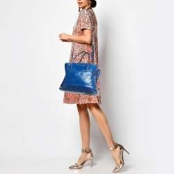 Miu Miu Blue Leather Vitello Tote 