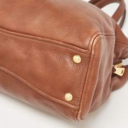 Miu Miu Brown Pebbled Leather Double Zip Convertible Tote