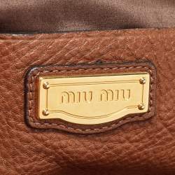 Miu Miu Brown Pebbled Leather Double Zip Convertible Tote