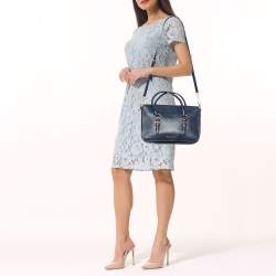 Miu Miu Blue Madras Leather Flap Satchel