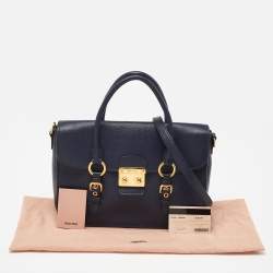Miu Miu Blue Madras Leather Flap Satchel